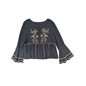 American Eagle Tunic Womens XL Gray Boho Cottagecore Whimsigoth Babydoll 70's